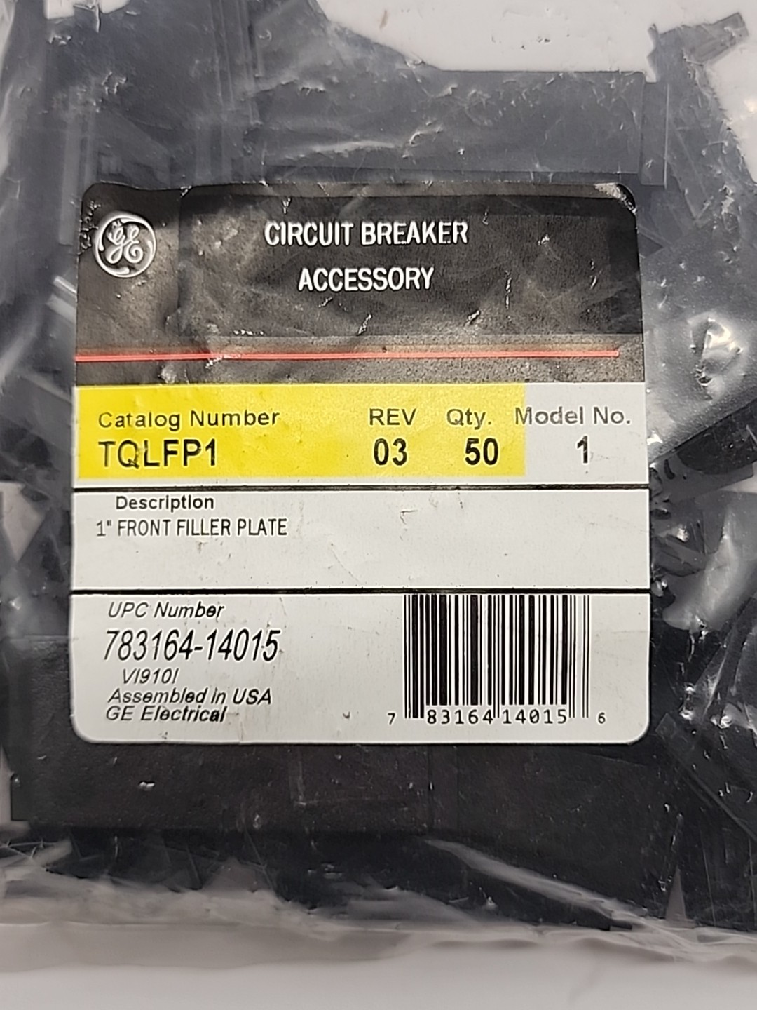 General Electric GE TQLFP1 Filler Plate Front 1″W THQL TQL Pack of 50 Sealed