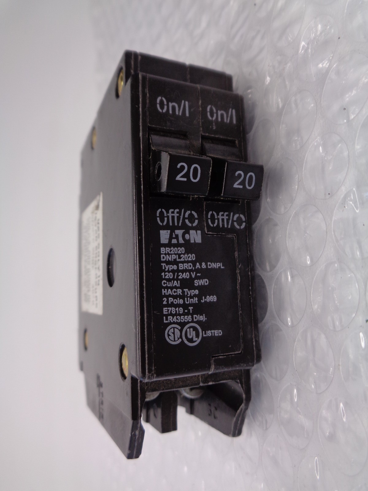 EATON BR2020 BREAKER 2POLES 20AMPS UNMP