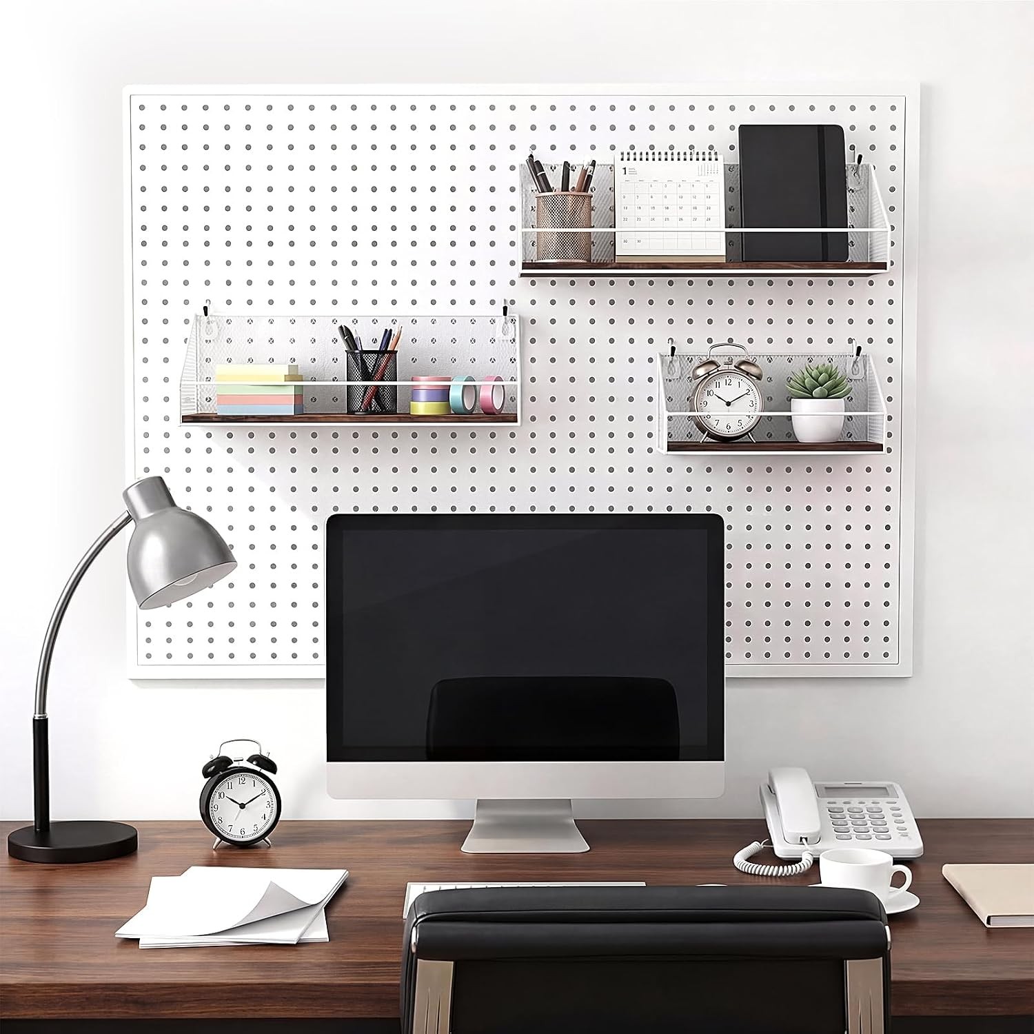 Pegboard Accessories 3 Pack Baskets Wood Shelves Hooks for Garage Home US