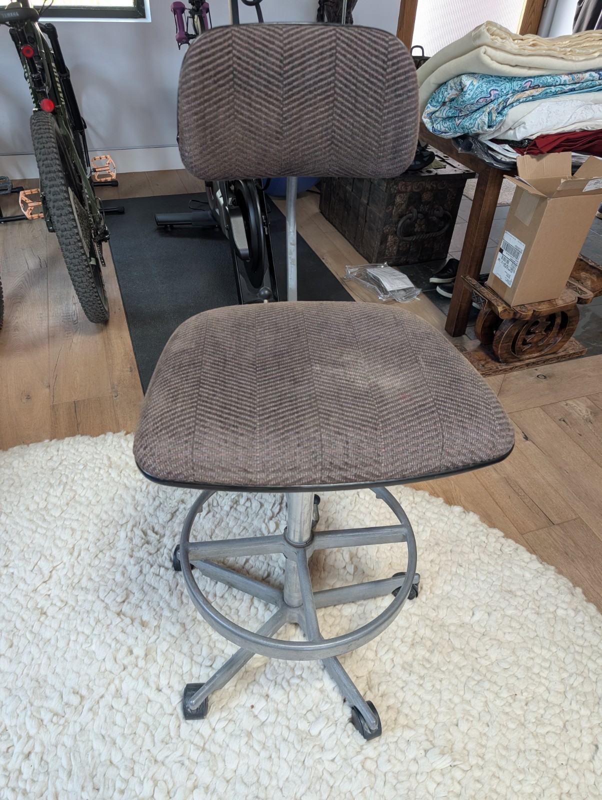 Herman Miller Drafting Task Chair Stool with Casters, Fabric