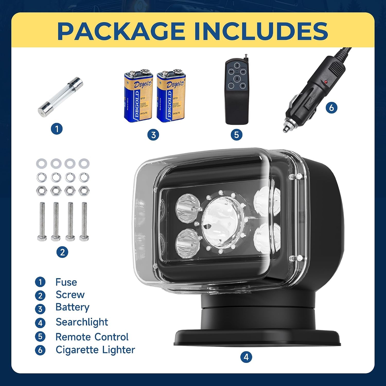 Remote Spotlight for Truck Magnetic and IP68 Waterproof Marine Search Lights Aut