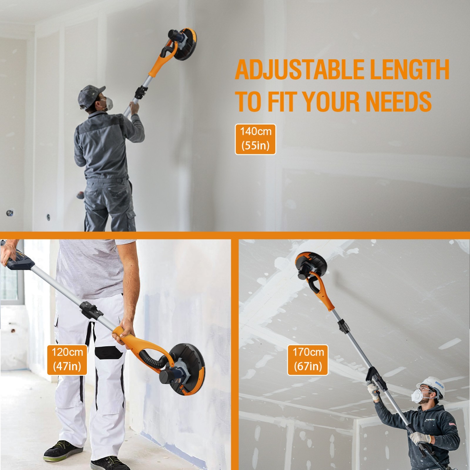 MAXXT Drywall Sander 5 Speed Foldable 800-1700RPM 6 Sandpapers Bag AUS Plug