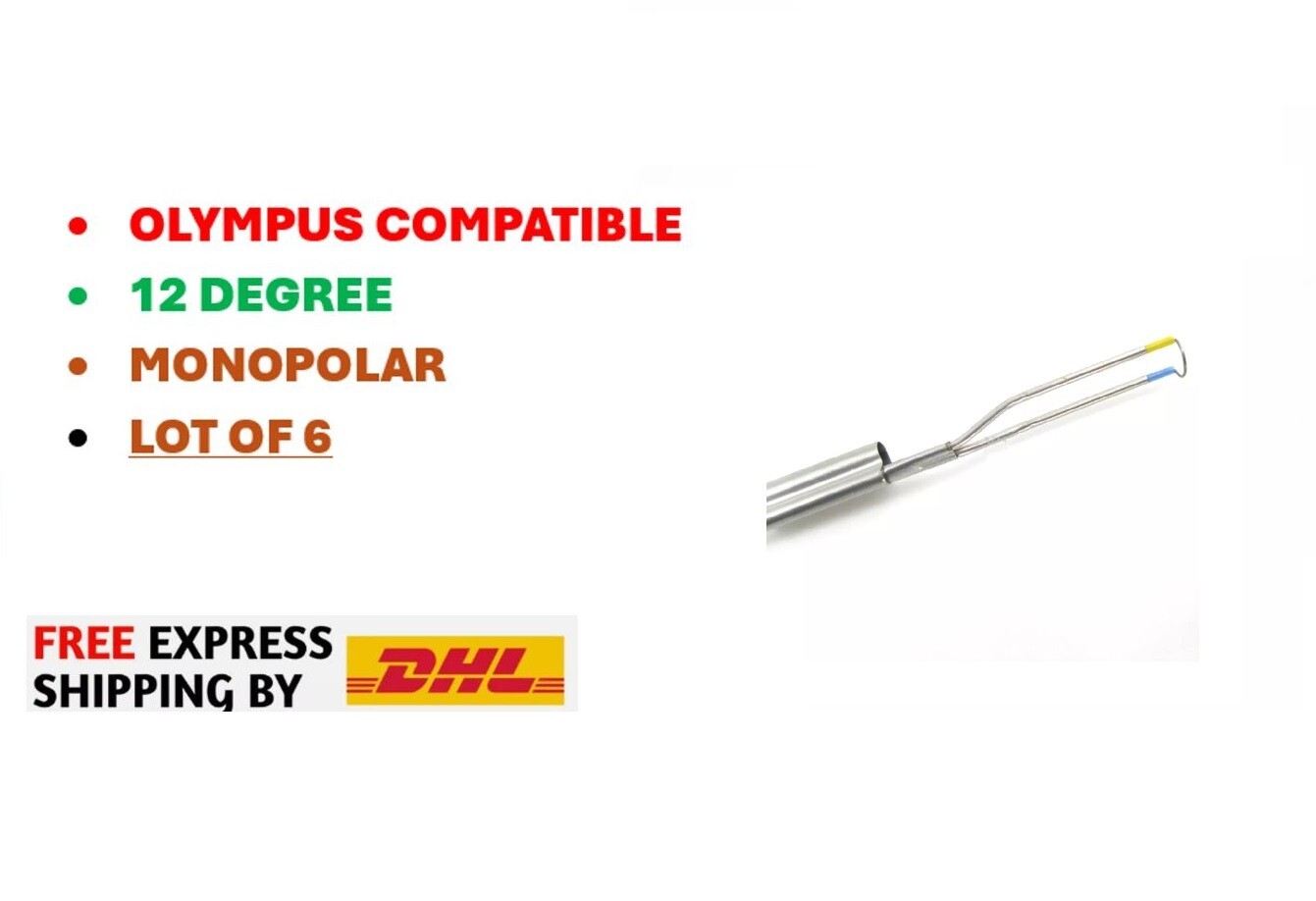 6Units 12° Olympus type Single Stem Cutting loops Monopolar/Bipolar (Choose)