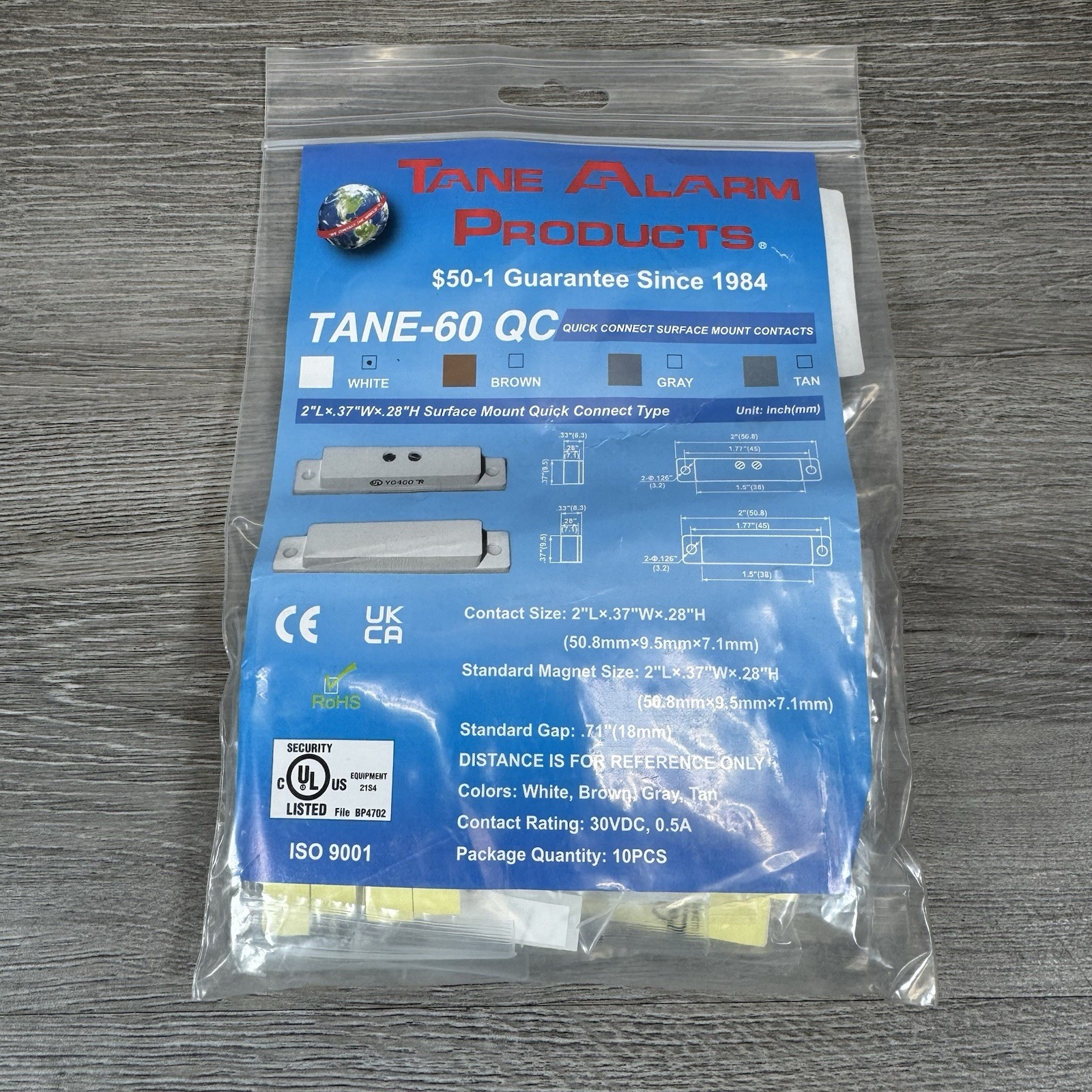 Tane Alarm Products Surface Mount Magnetic Contacts TANE-60 QC White (10-Pack)