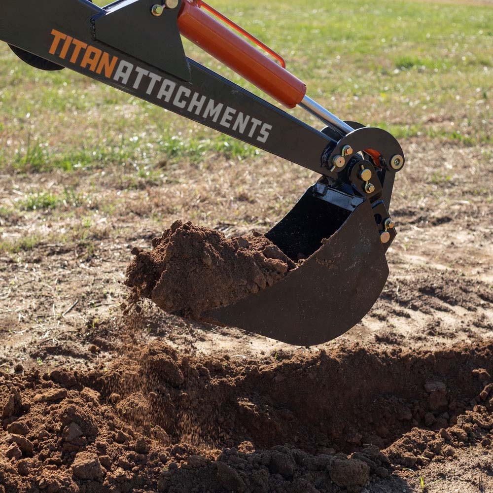 Titan Attachments 12″ Front Hoe & Backhoe Bucket, Carbon Steel Teeth
