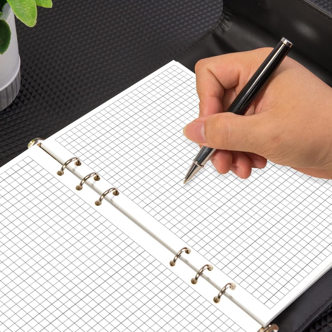 A5 Grid Refill Paper, 6-Hole Graph 5.8″ x 8.3″, Blue,Clear,White