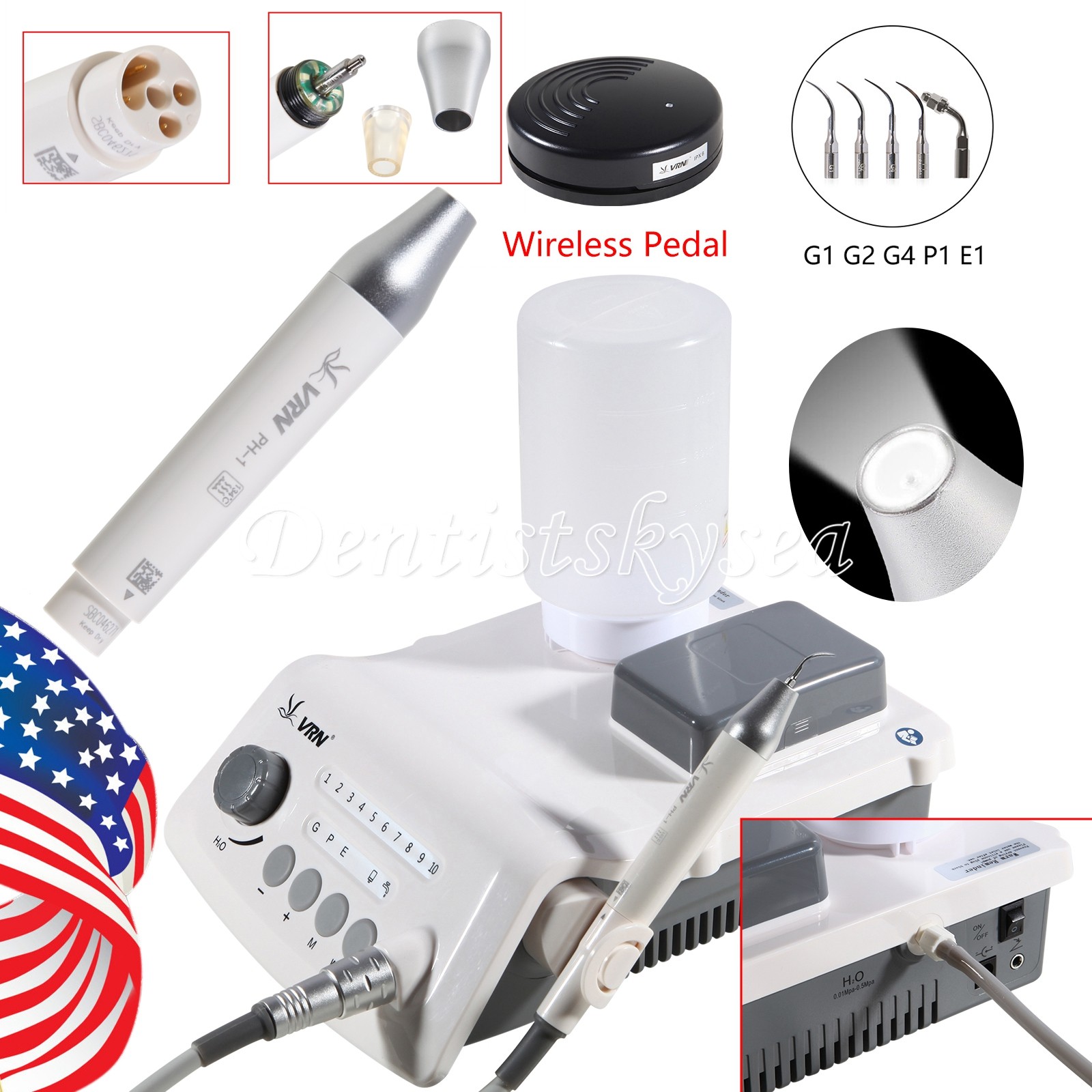 VRN LED Dental Ultrasonic Piezo Scaler Handpiece Bottle Tips Fit EMS Woodpecker
