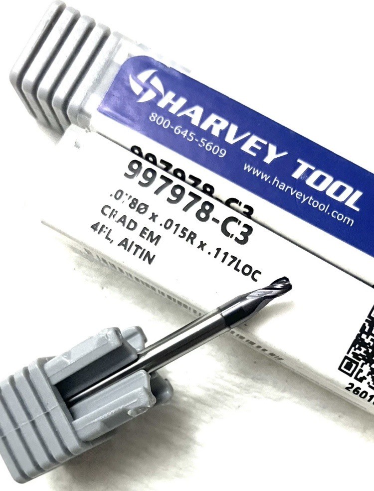 5PC Harvey Tool 997978-C3 5/64″ 4FL Corner Radius End Mill .015R Carbide AlTiN