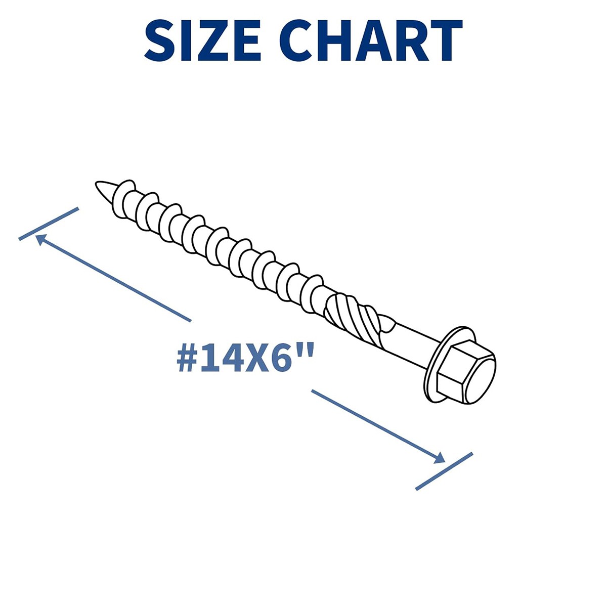 Heavy-Duty Black Timber Structural Wood Screw with Hex Socket #14 x 6 Extra Long