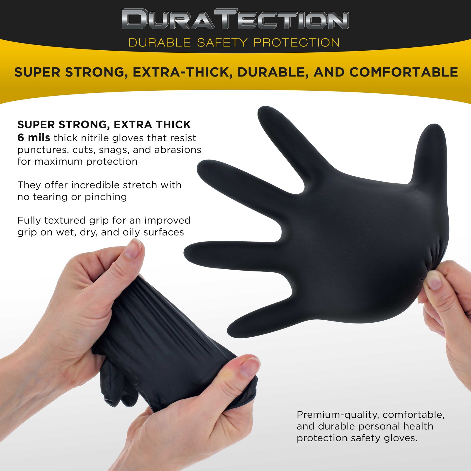 Dura-Gold HD Black Nitrile Disposable Gloves, Box of 100, Size XX-Large, 6 Mil