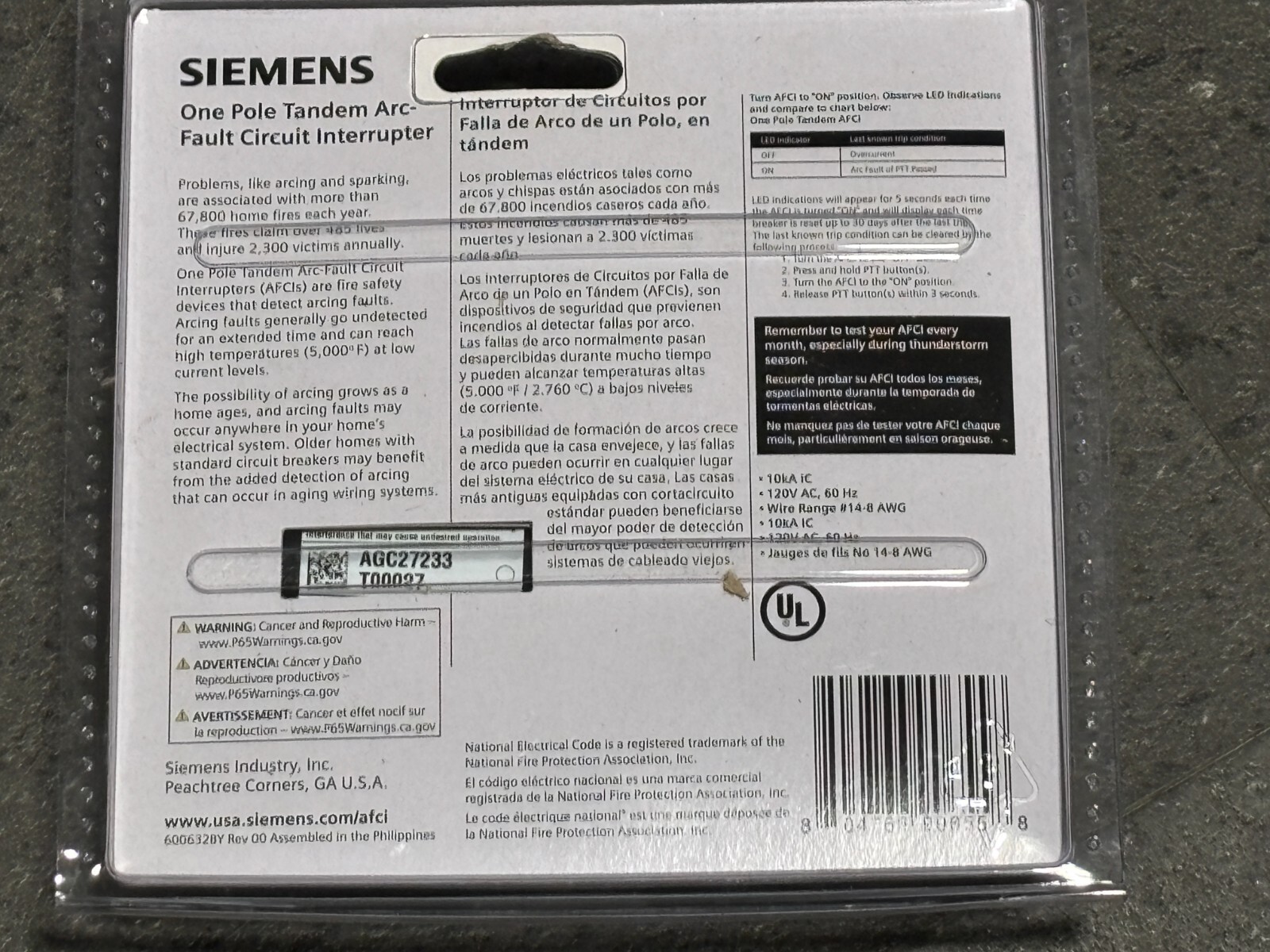Siemens Type QTA 15 Amp 1-Pole Tandem AFCI Circuit Breaker – Q1515AFCP