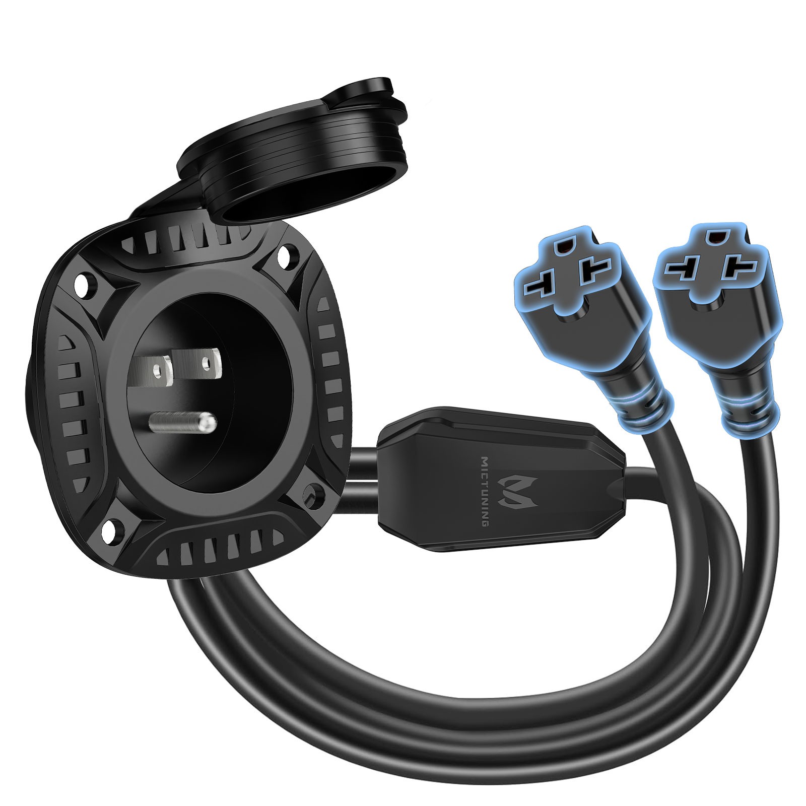 MICTUNING 20A 125V AC Port Plug, 12 AWG Shore Power Inlet Plug 20» Extension