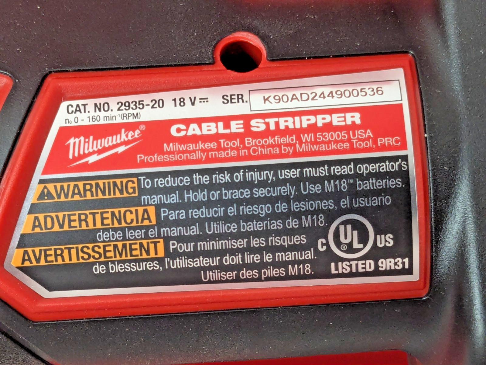 Milwaukee M18 Cable Stripper 2935-20 (TOOL ONLY)