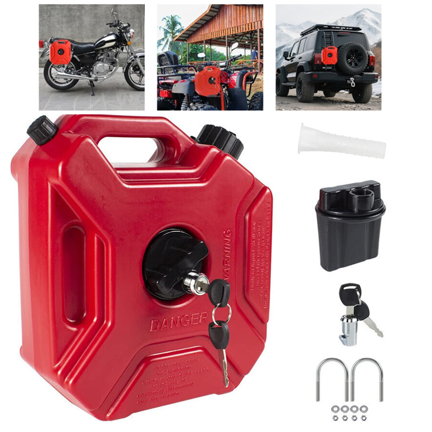 ✨5L Gas Fuel Tank Gas Can Oil Storage Can For ATV UTV Gokart Motorcycle Car SUV