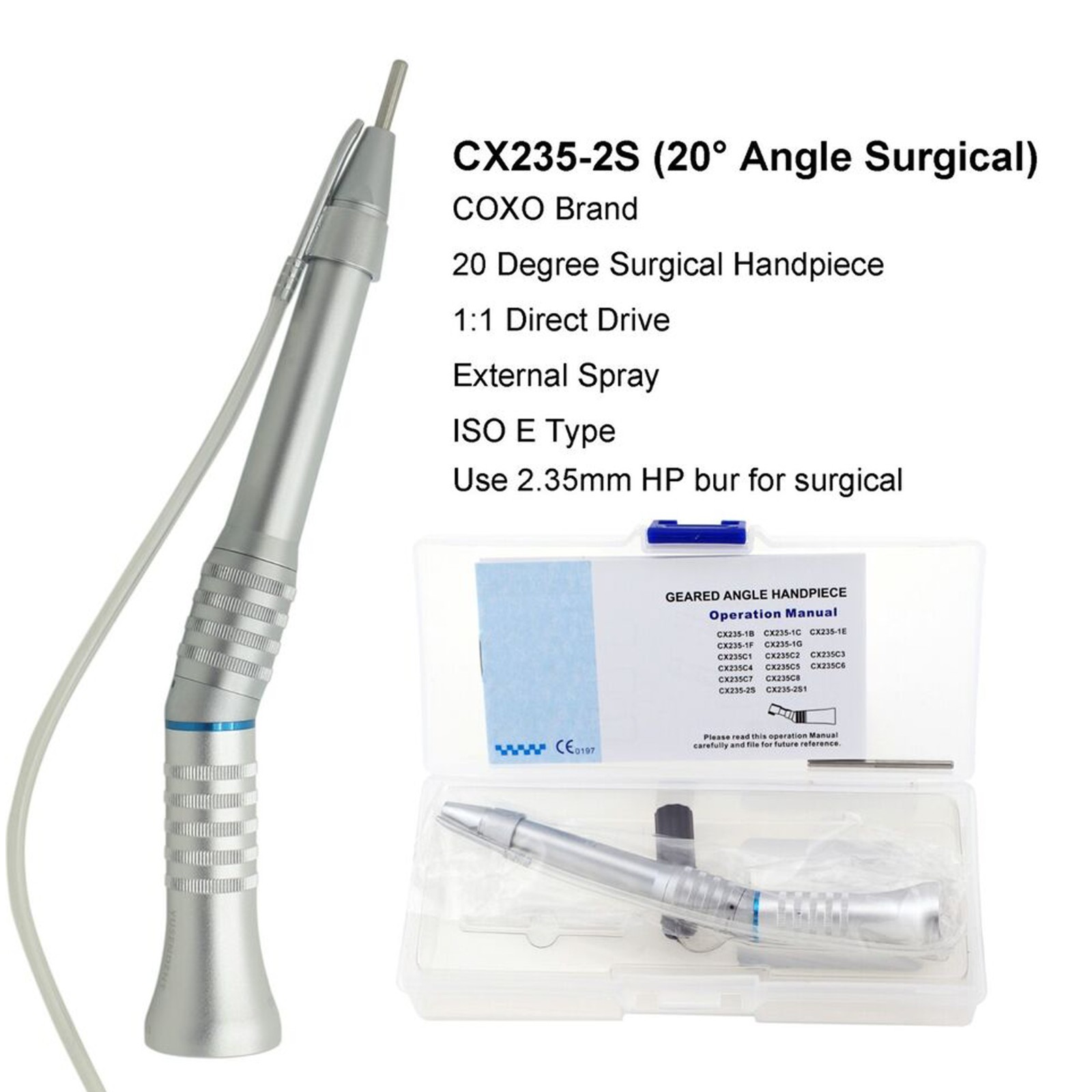 COXO Dental Implant Handpiece 20:1 Contra Angle 1:1 Surgical Straight 20° Angle