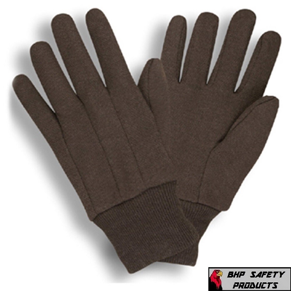 Brown Cotton Jersey Work Gloves, Large – Mens Size – Gardening General Purpose