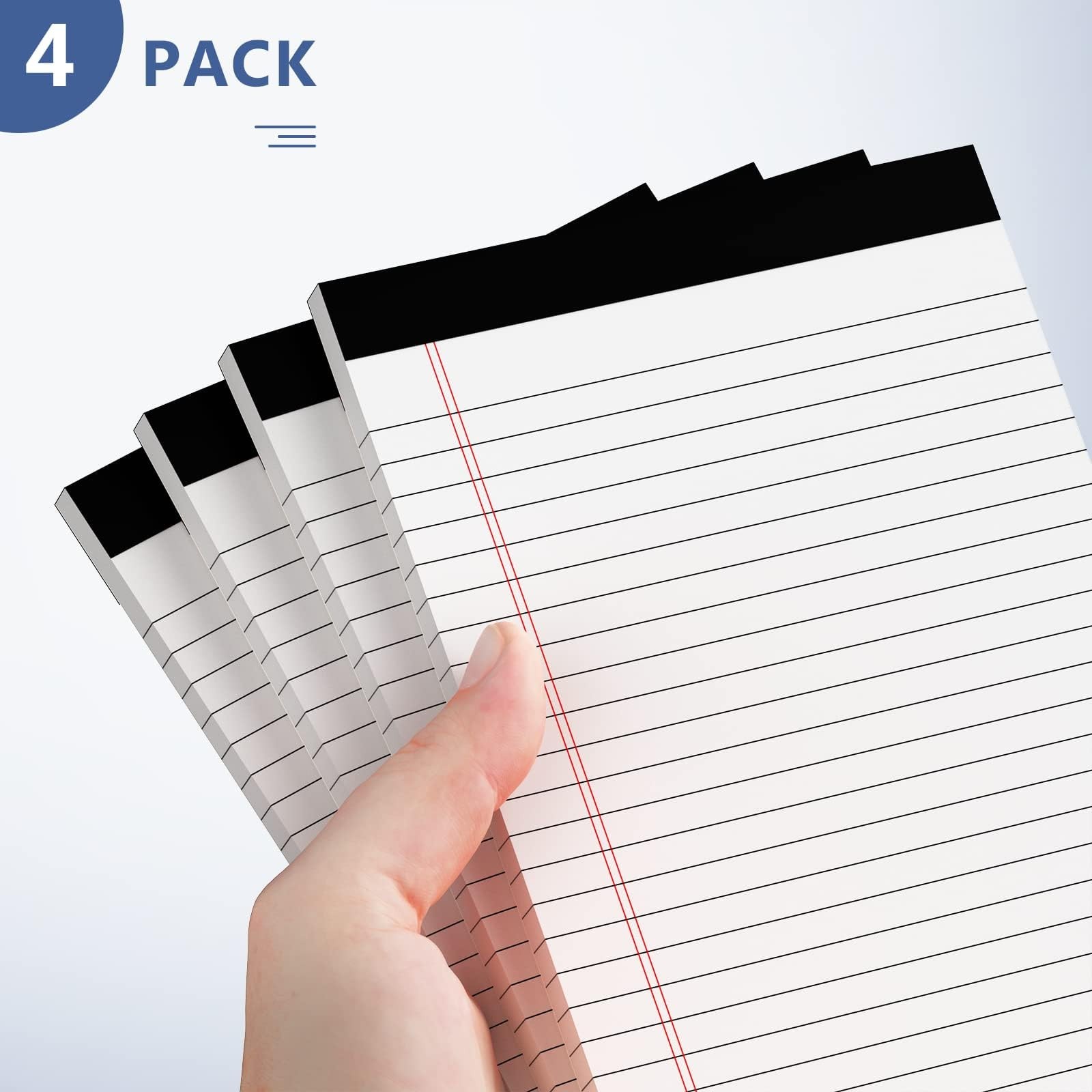 Nichela 5″ x 8″ Note Pads 4 Pack of Legal Pads 21lb Notepad College Ruled Leg…