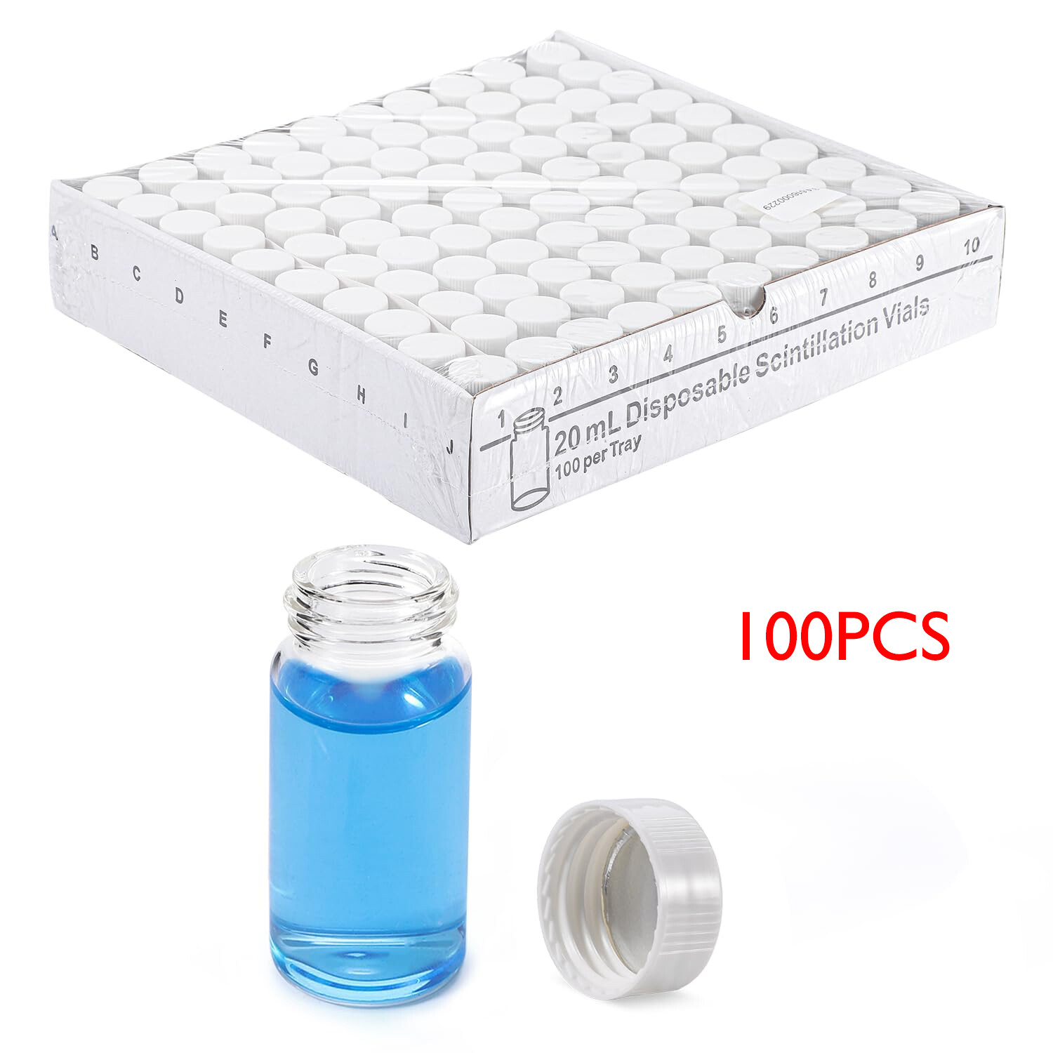20ML Scintillation Vials 100PCS Lab Borosilicate Glass Liquid Scintillation Vial