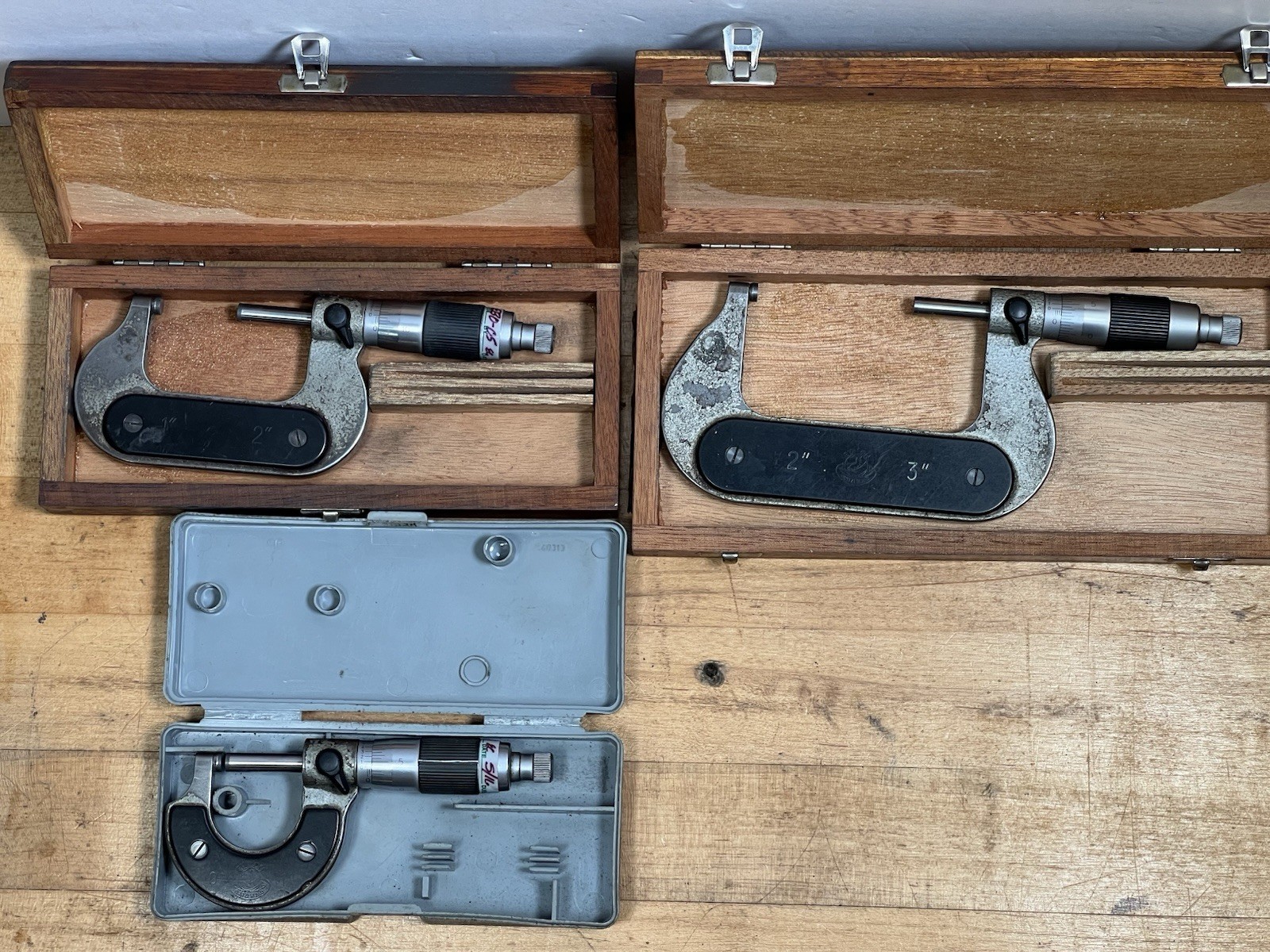 Lot of 3 ETALON Micrometers w/ Cases: 0-1”, 1”-2”, 2”-3” – Made In Switzerland