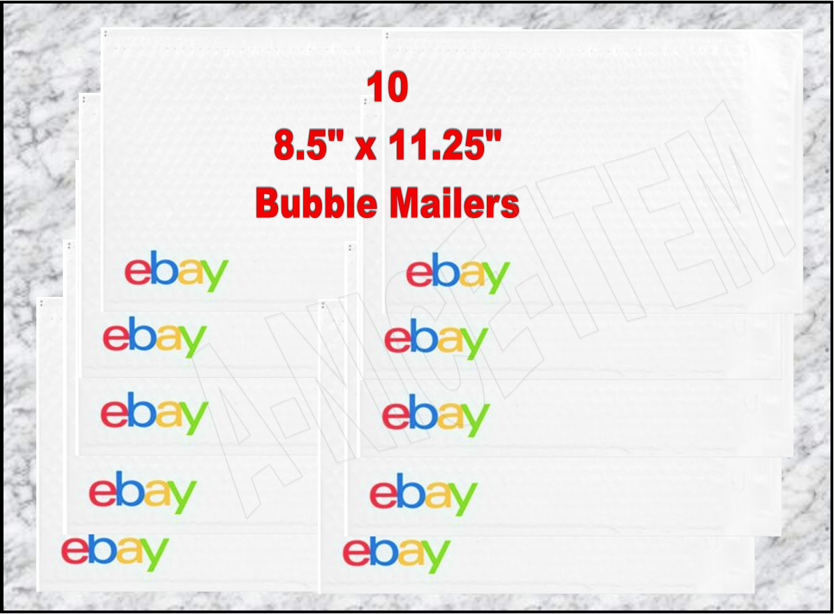 10 NIP eBay Branded Bubble Envelopes Shipping Mailers 8.5″ x 11.25″ Lot