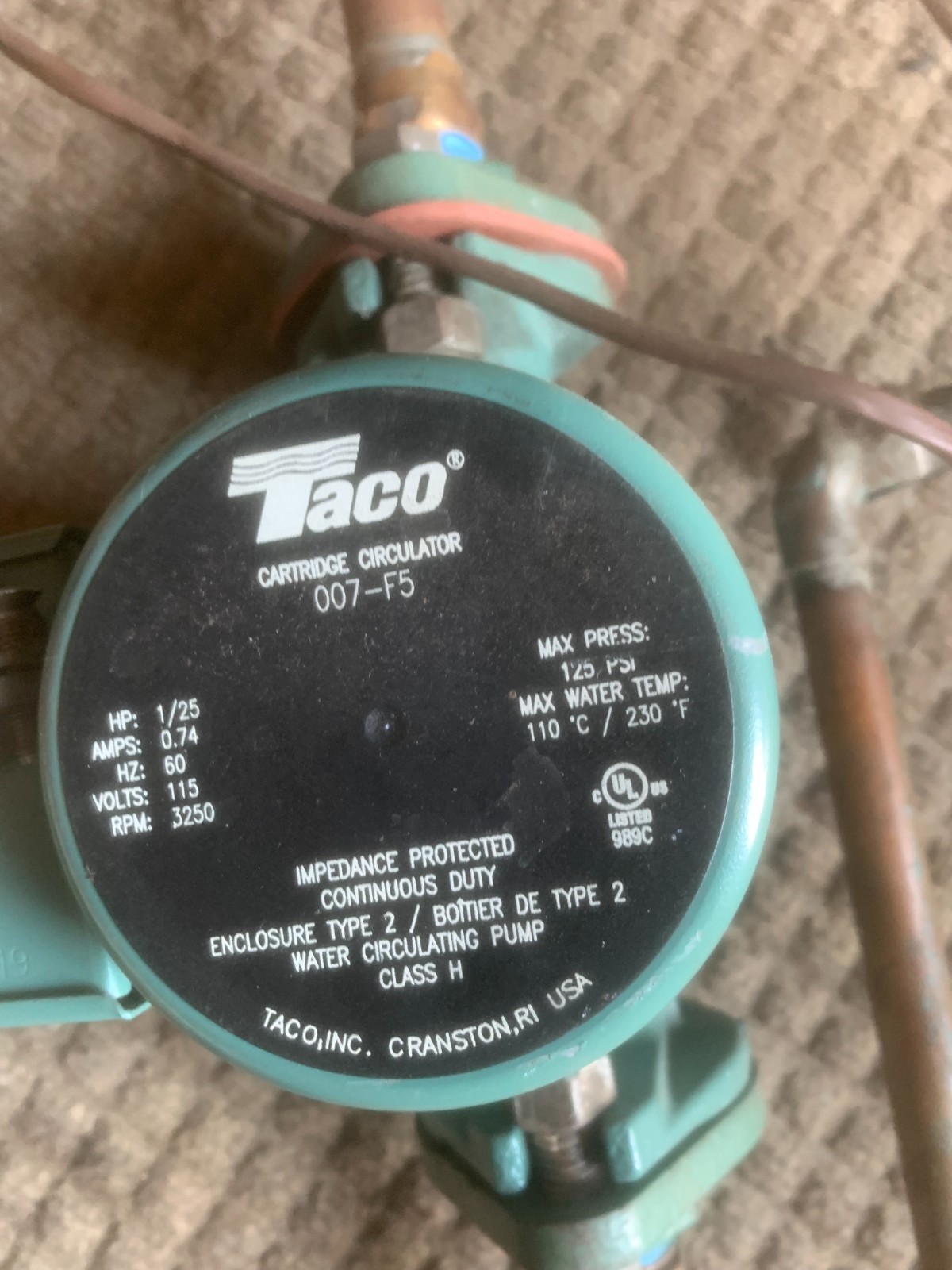 Taco 007-F5-7IFC Cast Iron Circulator Pump