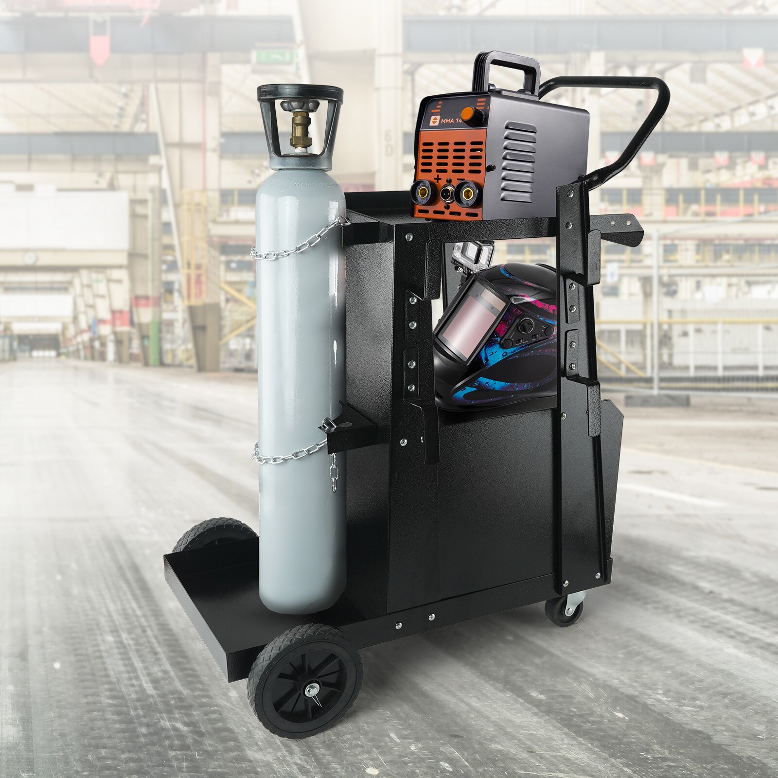 Welding Cart 2-Tier 265LBS Welder Cart with Anti-Theft Lockable Cabinet