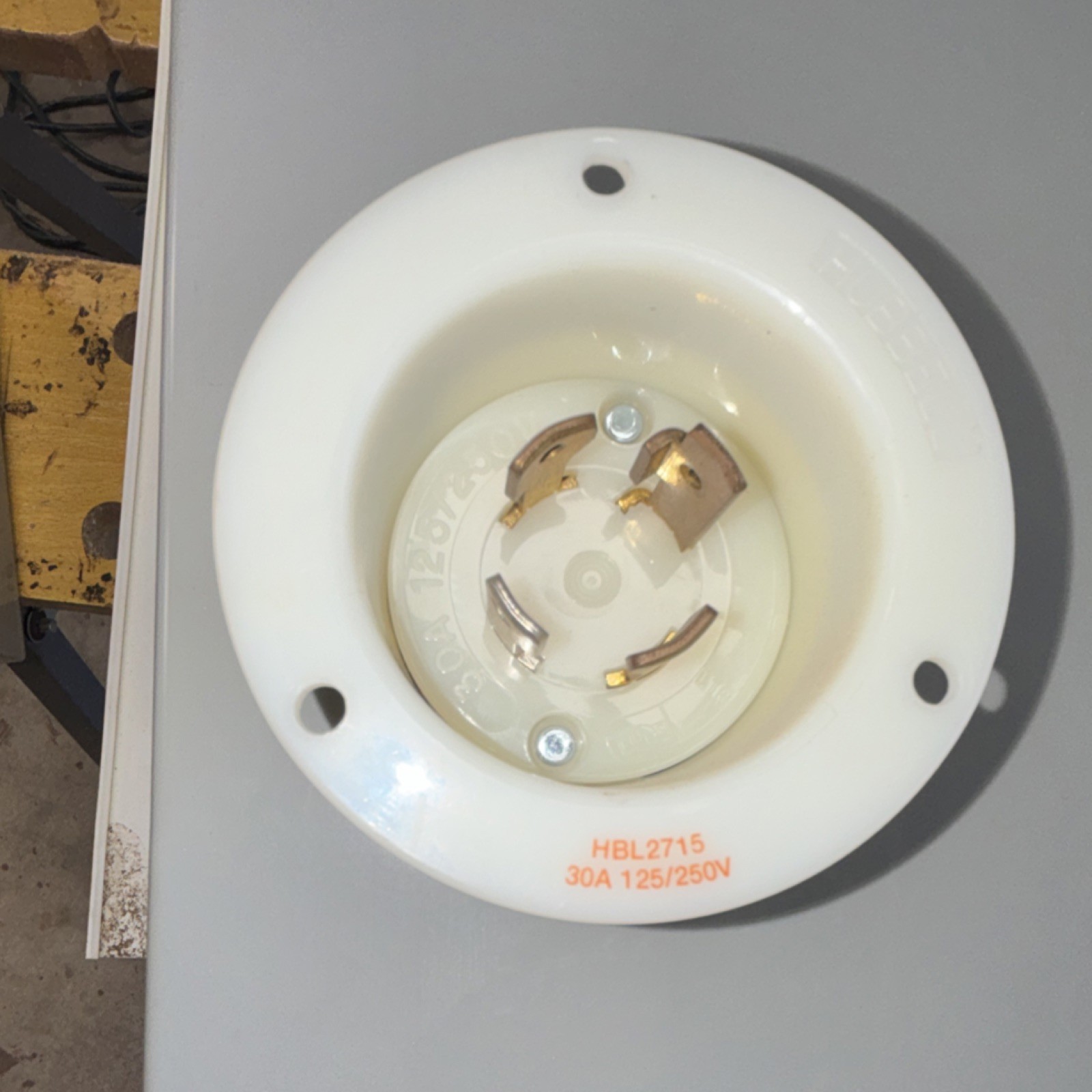 Hubbell HBL2715 30A 125/250V L Plug Flanged Industrial Receptacle White
