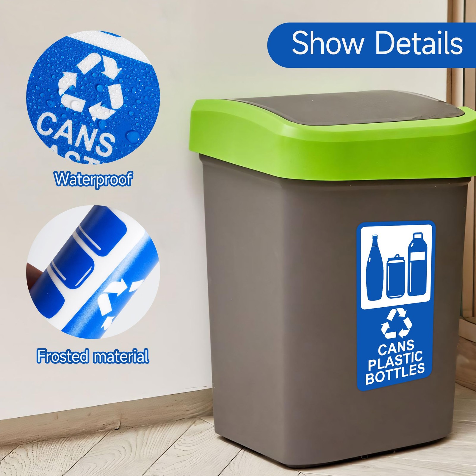 2PCS Recycle Sign for Trash 3.94IN, Cans Plastic Bottles(Blue )