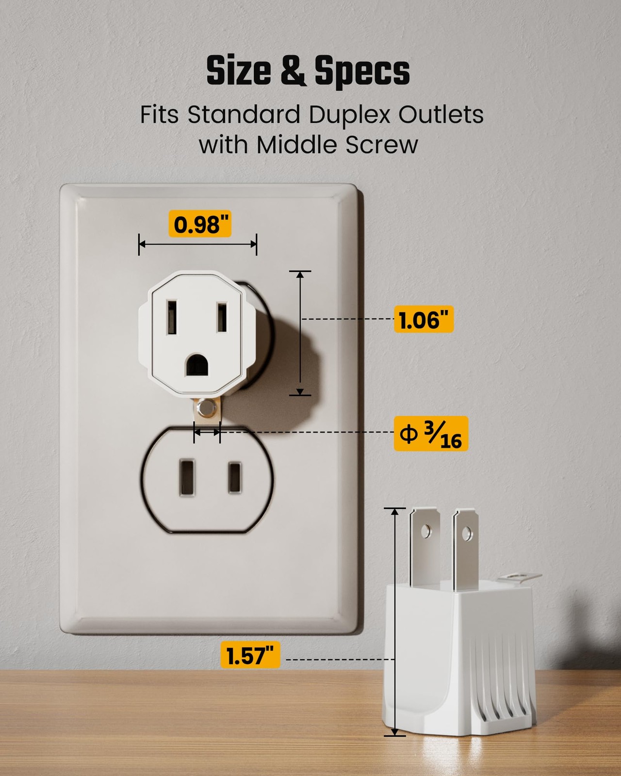 2 Prong to 3 Prong Outlet Adapter, SUPERDANNY ETL Listed 3-2 Prong Adapter,