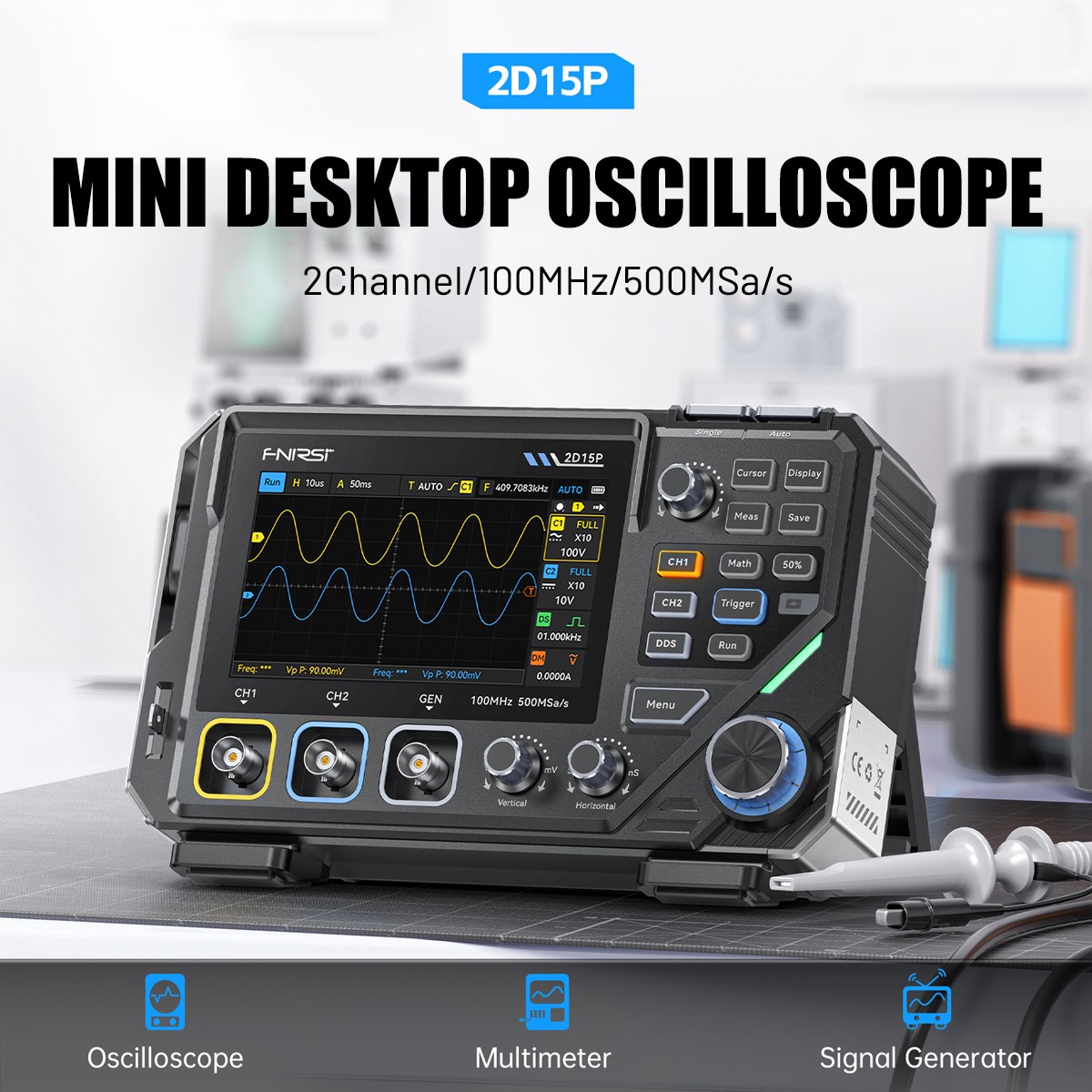 FNIRSI-2D15P Digital Multimeter Oscilloscope Signal Generator Duan Channel 100M