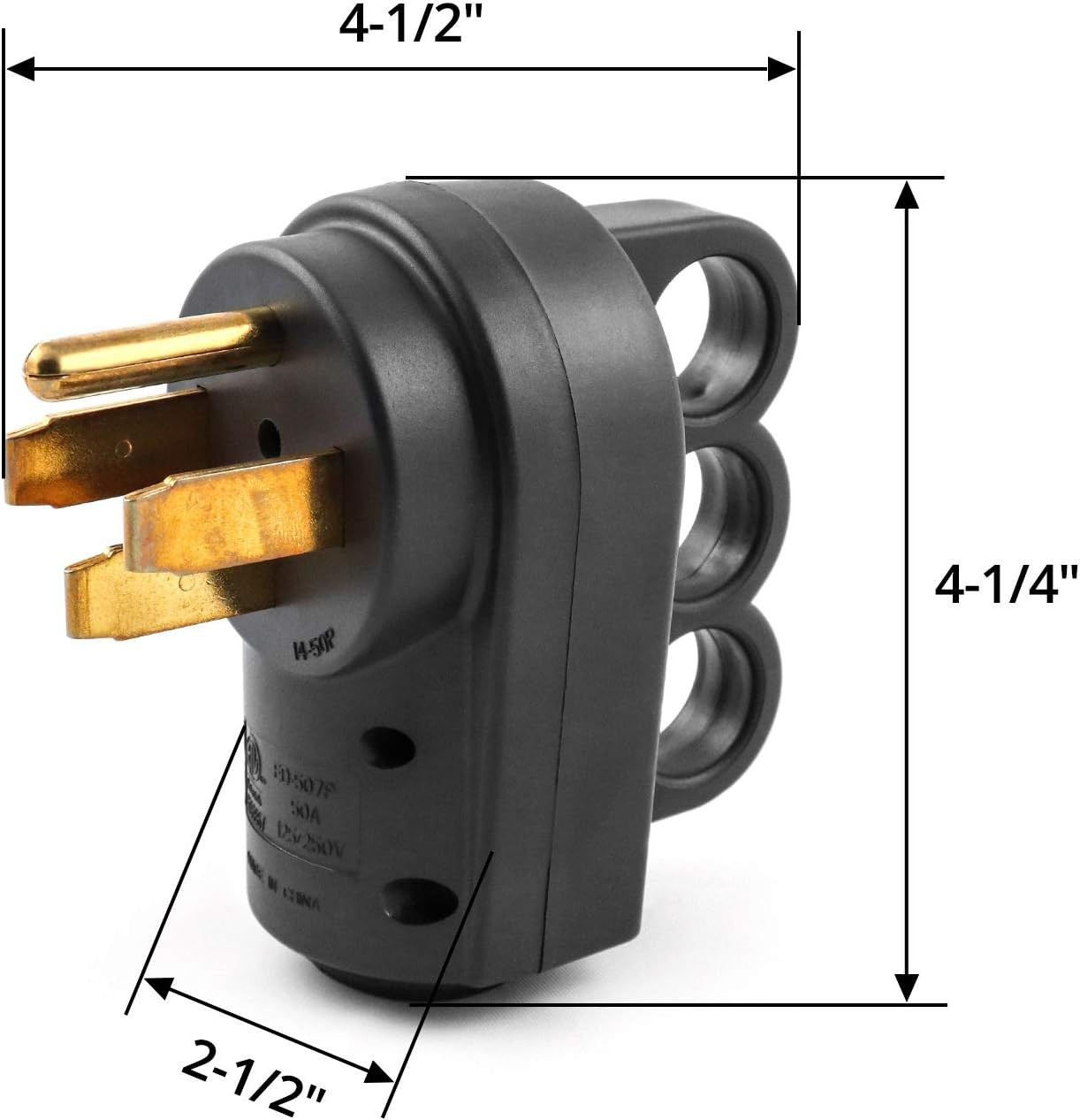 Nema 14-50P 50 Amp Male RV Replacement Plug, 125/250V Power Assembly Plug with H