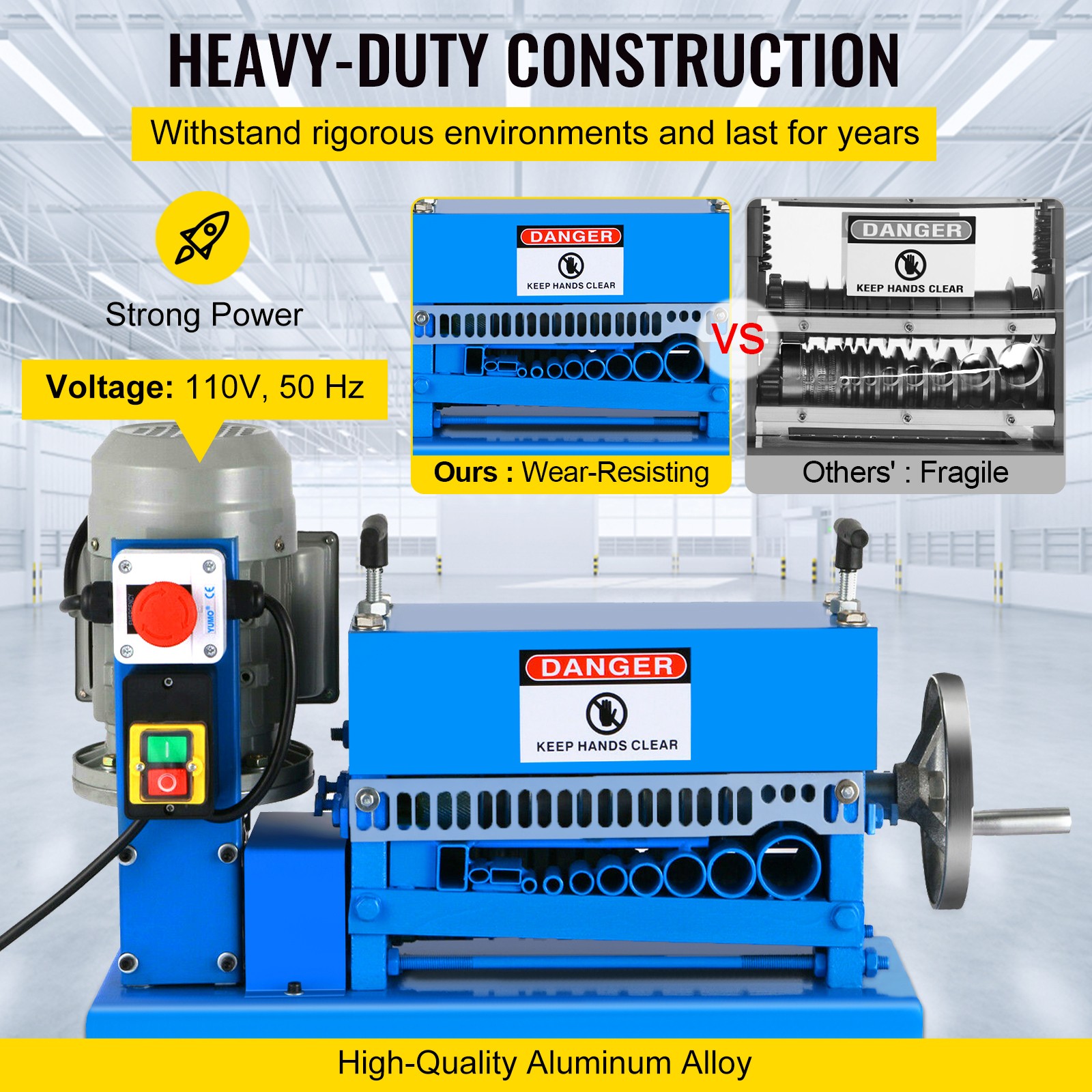 VEVOR Wire Stripping Machine Portable 110V Electric Scrap Cable Stripper 370W