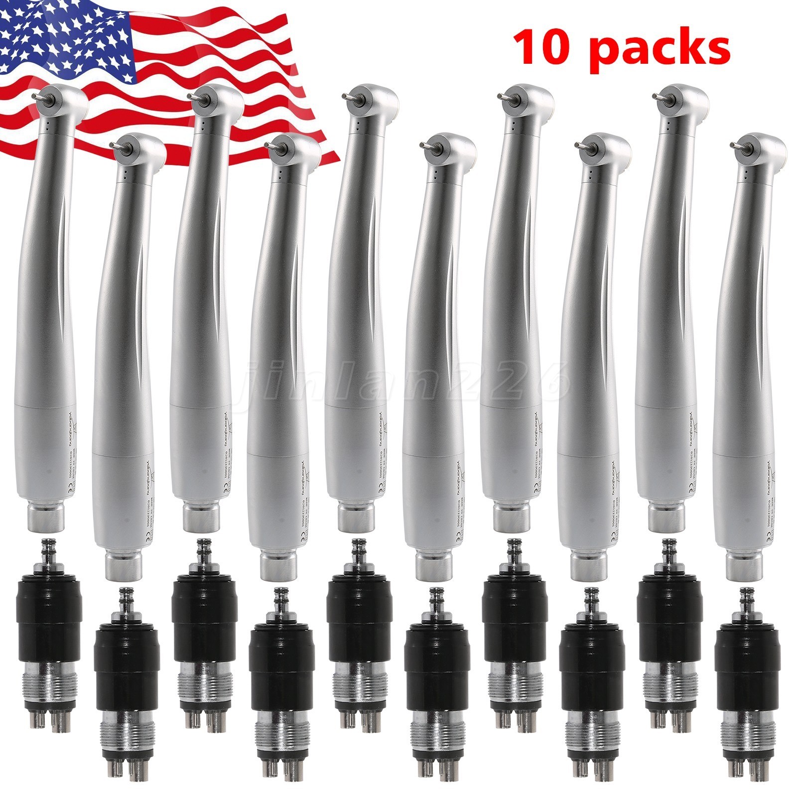 10*NSK Style Dental High Speed Handpiece Push Button 4 Hole Quick Coupler YBNK4