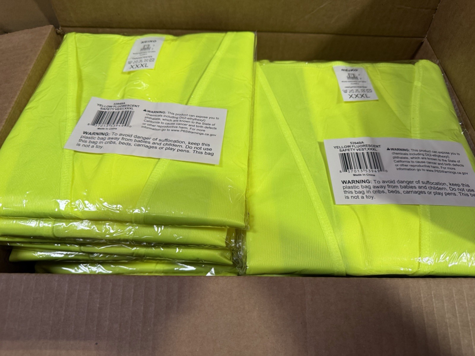 20-pack Neiko High Visibility Safety Vest, ANSI Class 2, No Pocket,XXXL