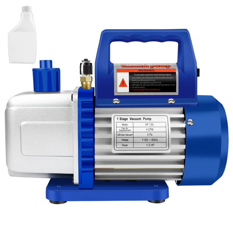 Motor Tech Vacuum Pump 4 Cfm 1/3 Hp HVAC for R12 R22 R134a R502 Auto AC Kit