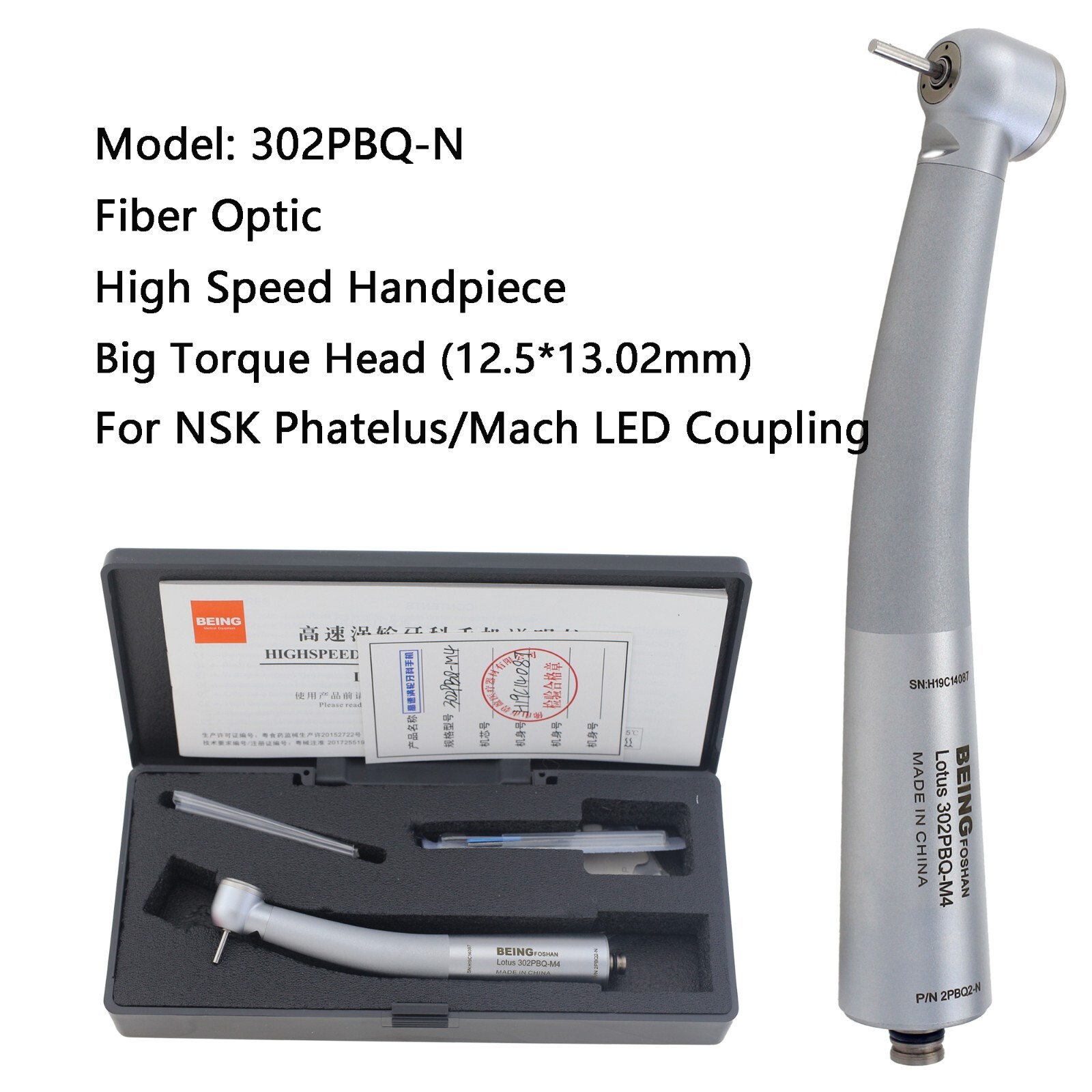 BEING Dental Fiber Optic Turbine High Speed Handpiece NSK Coupler 4 6 Hole LED