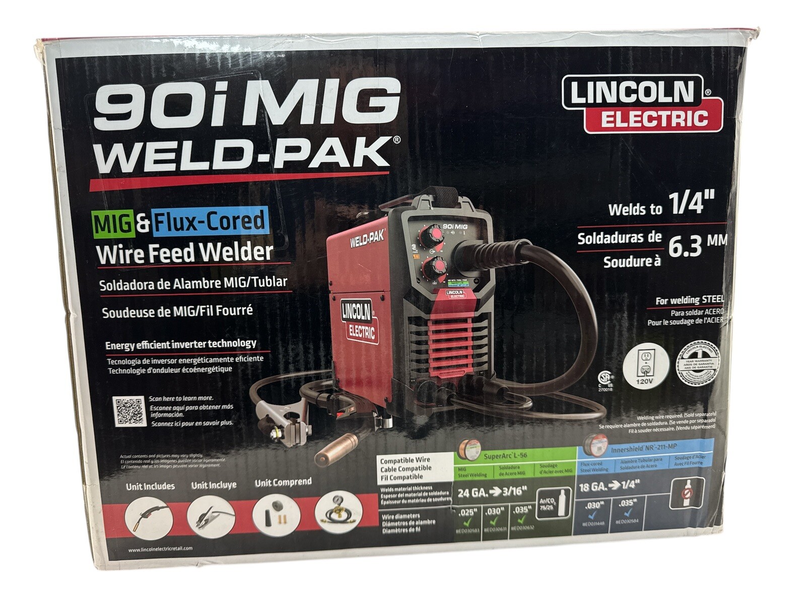 Lincoln Electric 90i MIG WELD-PAK MIG & Flux-Cored Wire Feed Welder K5256-1 (OB)