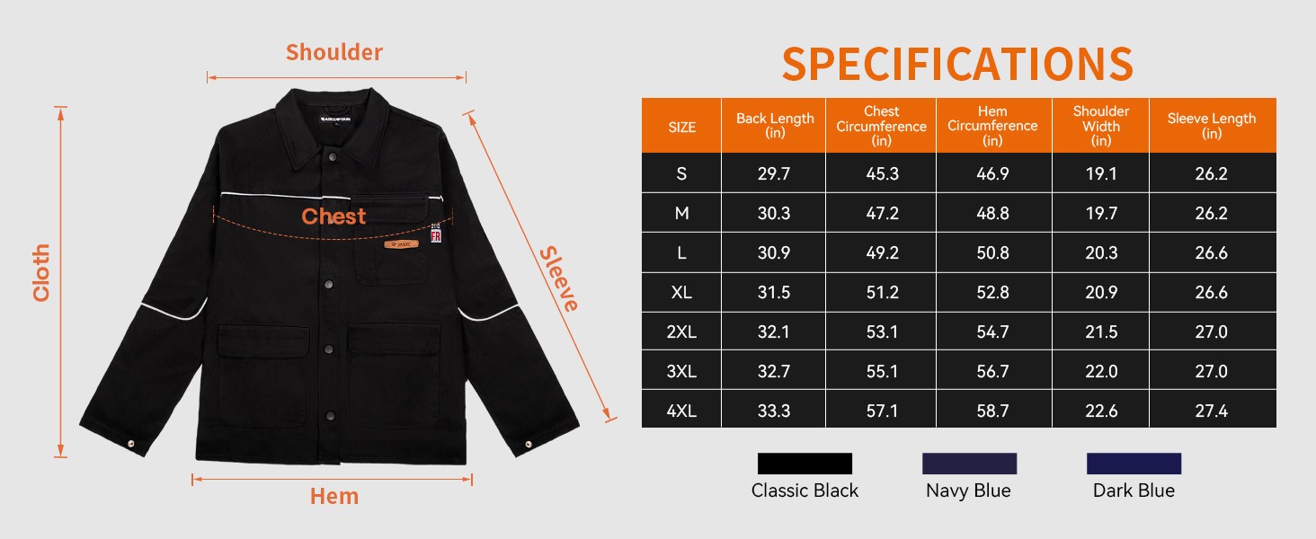 JASIC Welding Jacket 11 oz Cotton Flame Resistant(FR) Light weight Weld Clothes