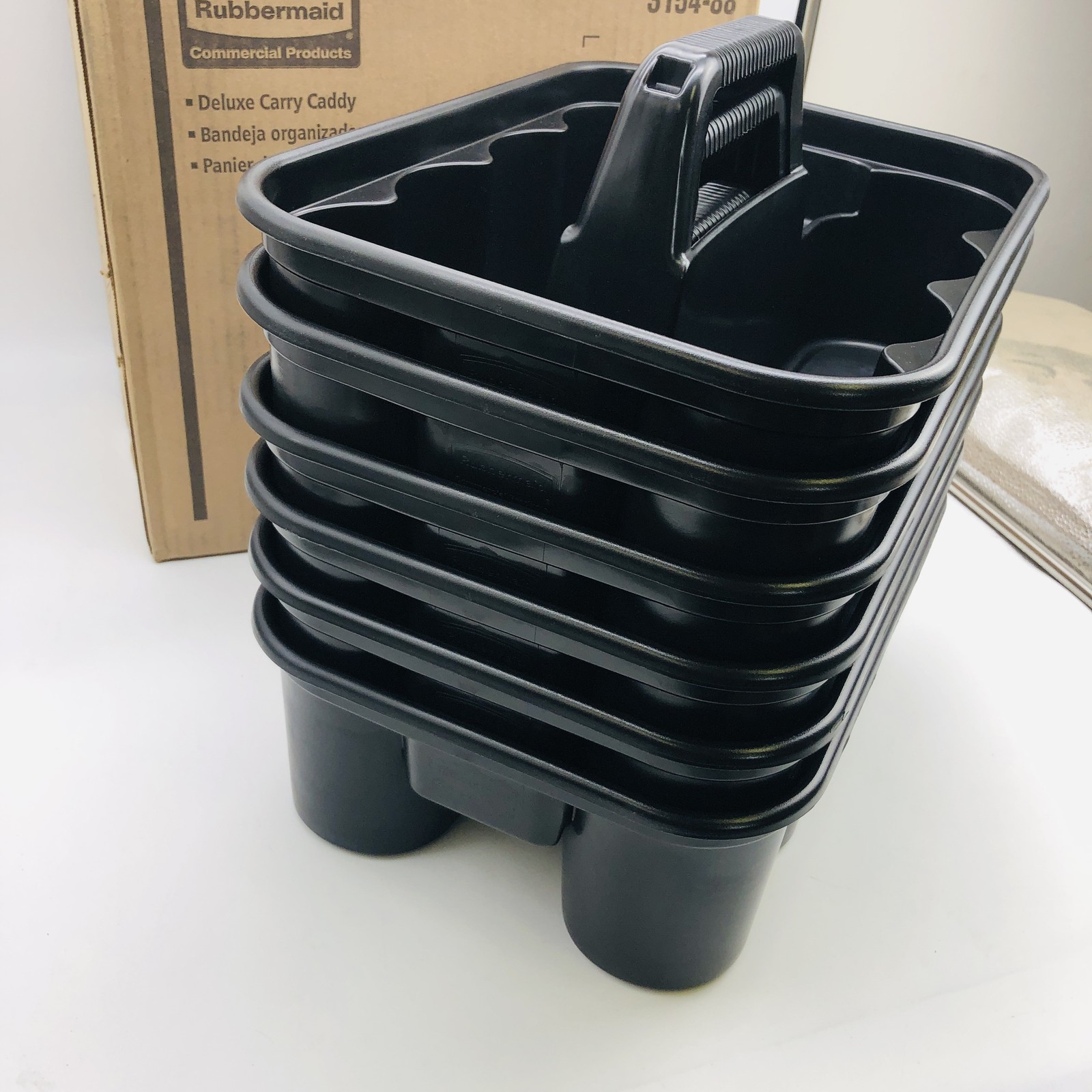 Rubbermaid FG315488BLA Carry Caddy Food Delivery Cleaning Water Bottles Blck 6pk