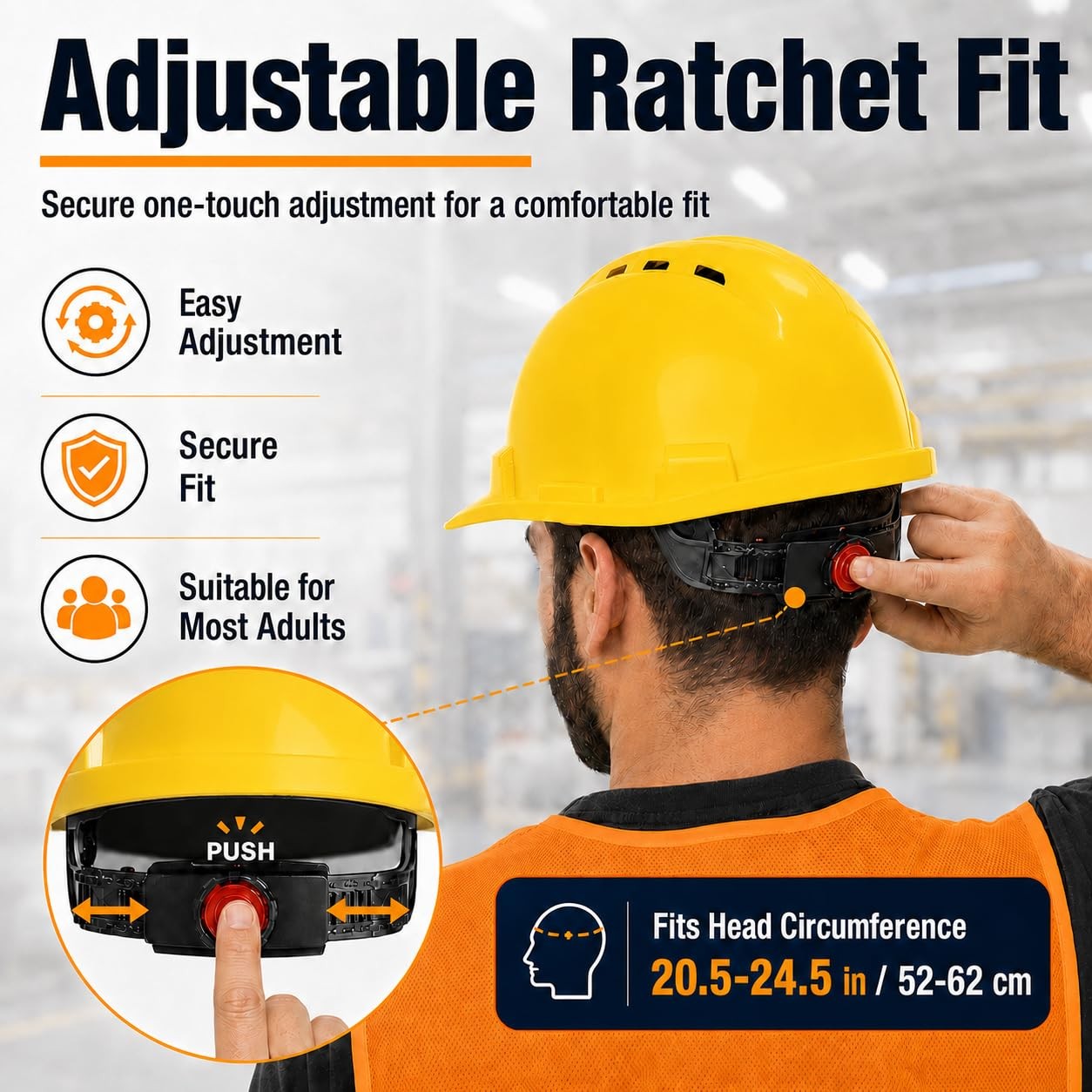 Bailiyake 4 Pt. Suspension Hard Hat Safety Vests Bulk Safety Helmets Adjustable