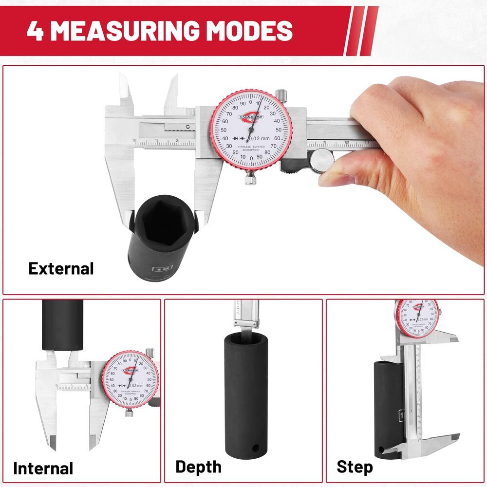 6″/150mm ±0.02mm Metric Dial Caliper Measuring Tool Analog Precision Caliper USA