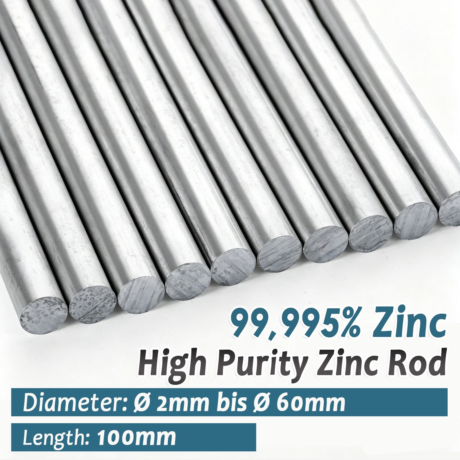 Round Zinc Bar 99.9% Pure Zinc Rod, Marine Anticorrosion, Pure Metal Zinc Anode