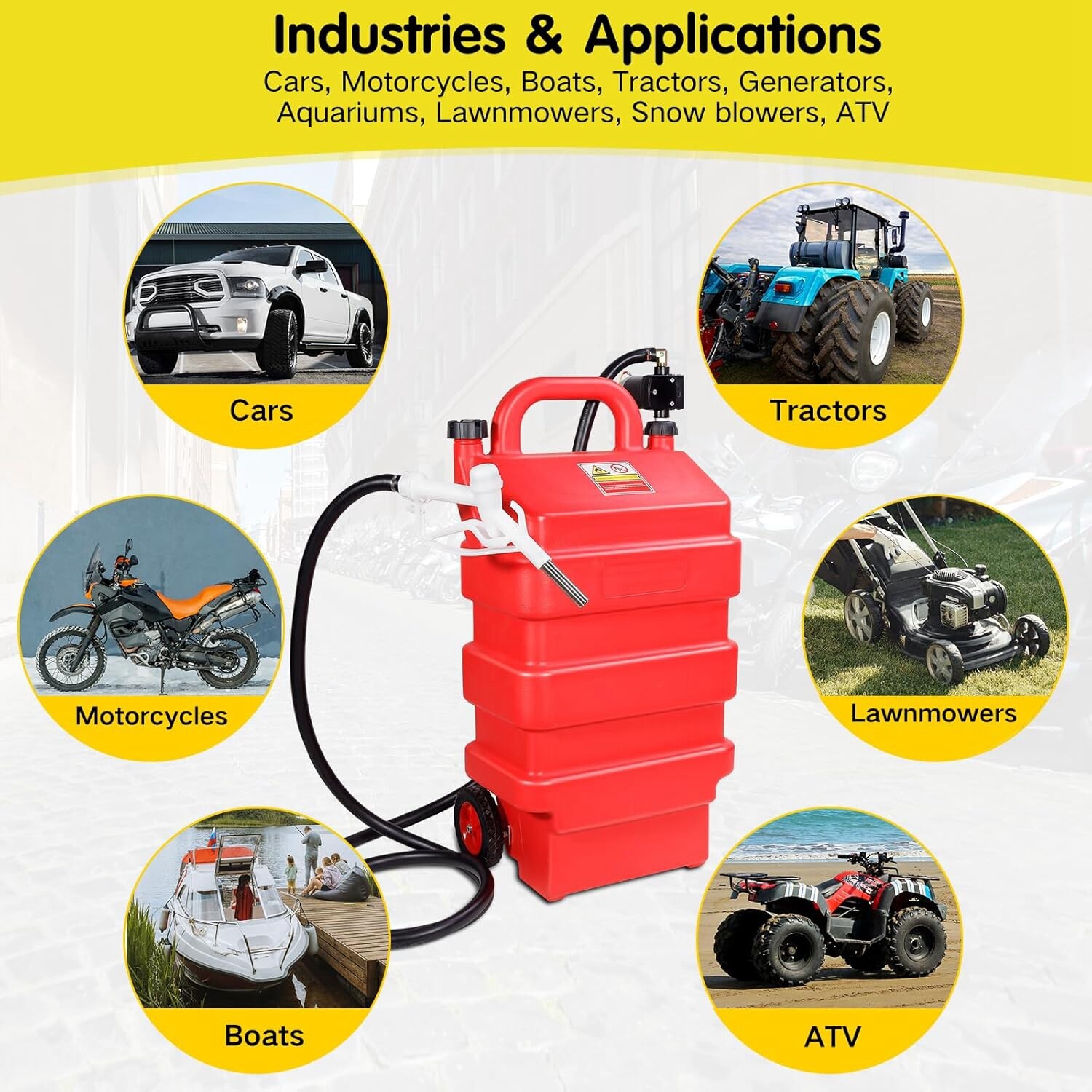 Red 16 Gallon 60L Portable Fuel Caddy Tank with 12V DC Electric Transfer Pump