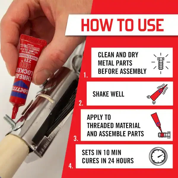 Loctite Nut & Bolt Threadlocker Red 271 Permanent Heavy Duty Adhesive, 6 ml