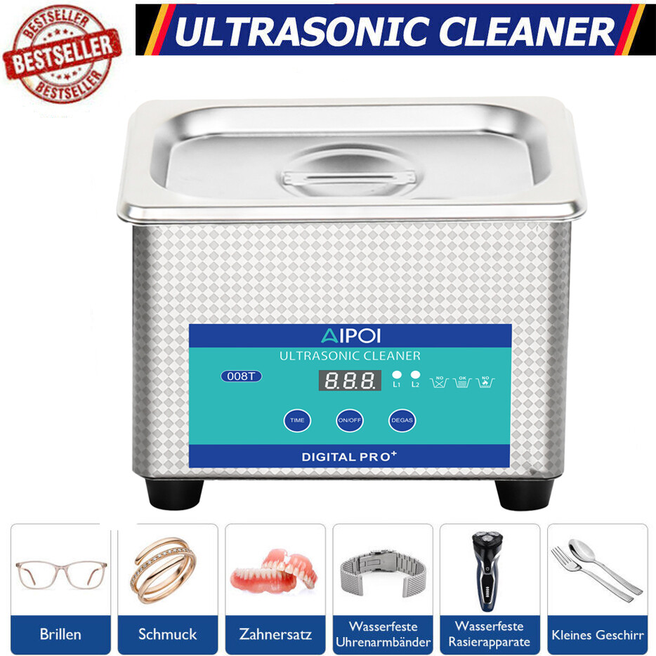 800mL Stainless Steel Ultrasonic Cleaner Jewelry Watch Glasses Cleaning Machine