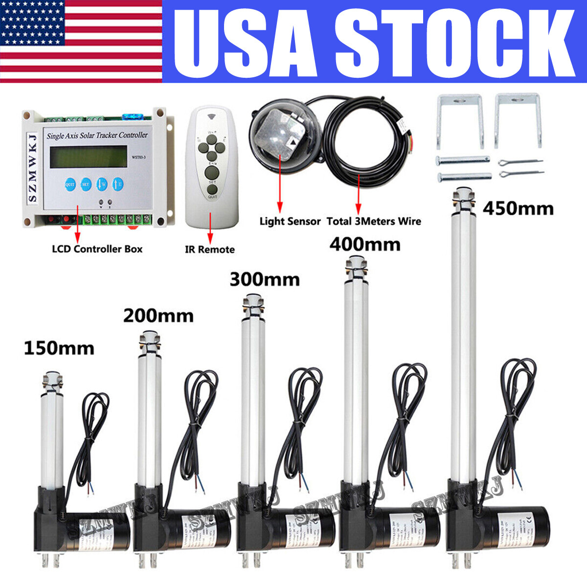 6000N Single Axis PV Solar Panel Tracking LCD Controller Sunlight Tracker System