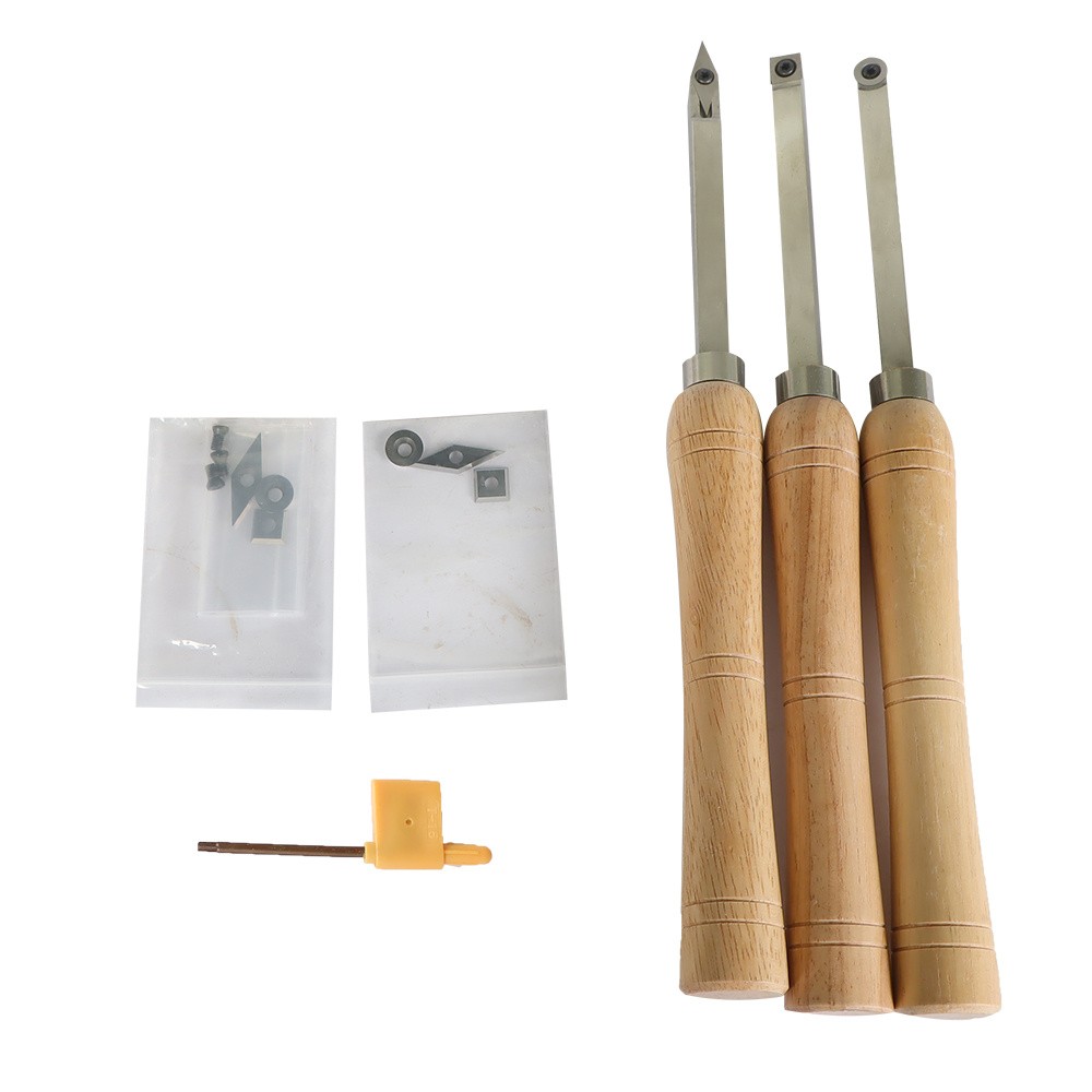 3 Piece Set Carbide Woodturning Tool Mini Size & Handles Fit For Turning Project
