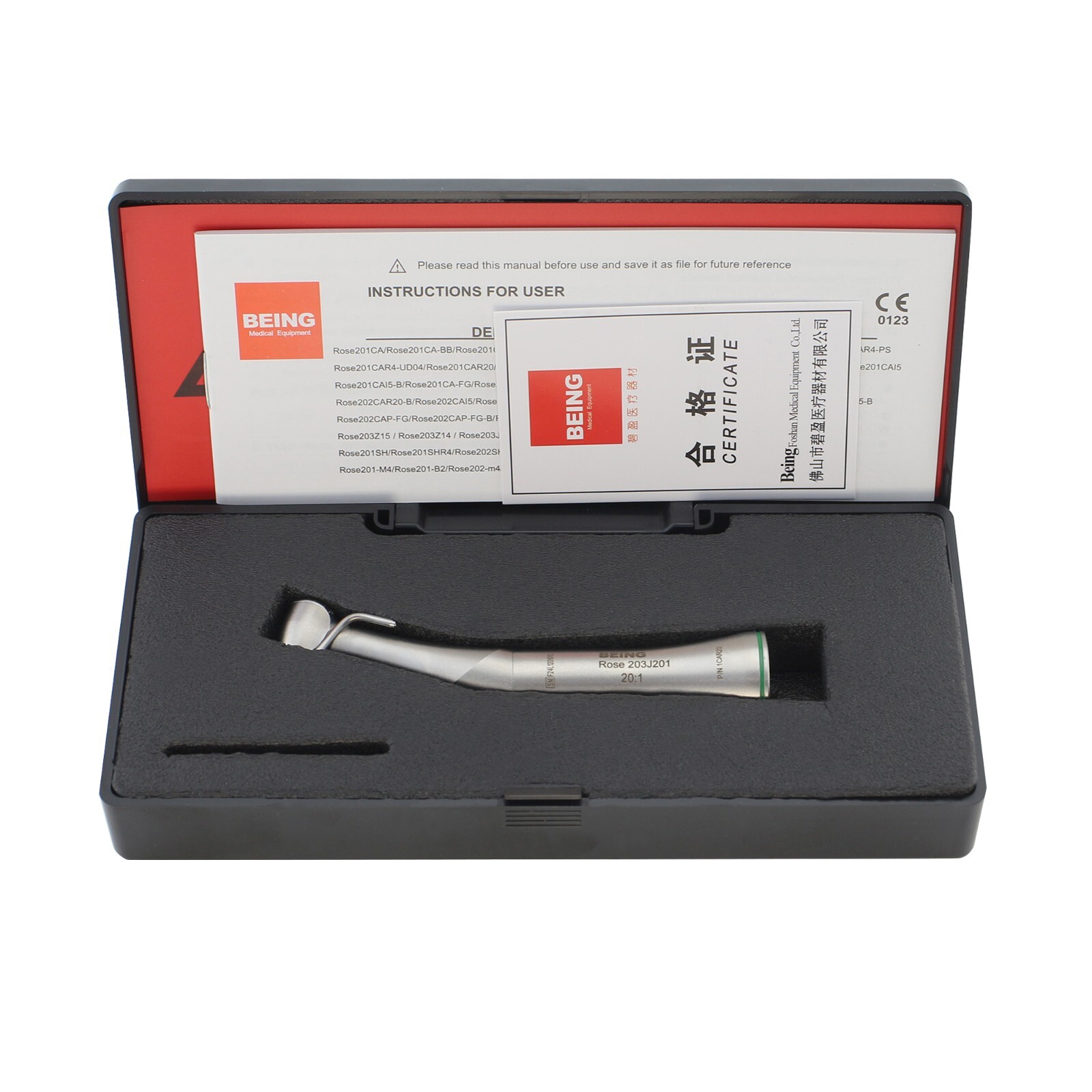 BEING Dental Surgical Contra Angle 20:1 Implant Handpiece Low Speed WI-75 E/KM