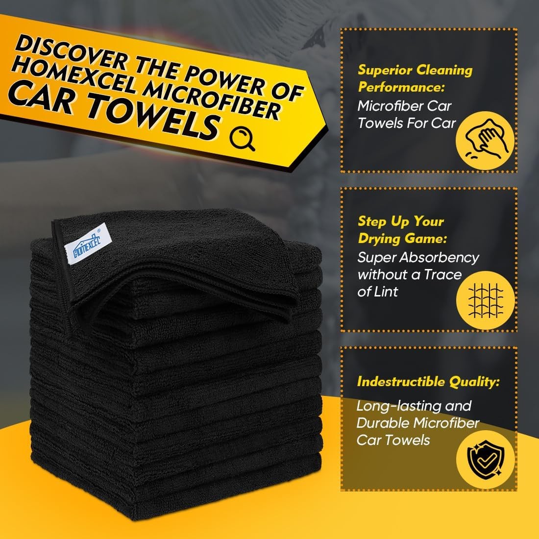 Microfiber Cleaning Cloth 12 Pack – Ultra Absorbent, Lint Free Streak Free Tow