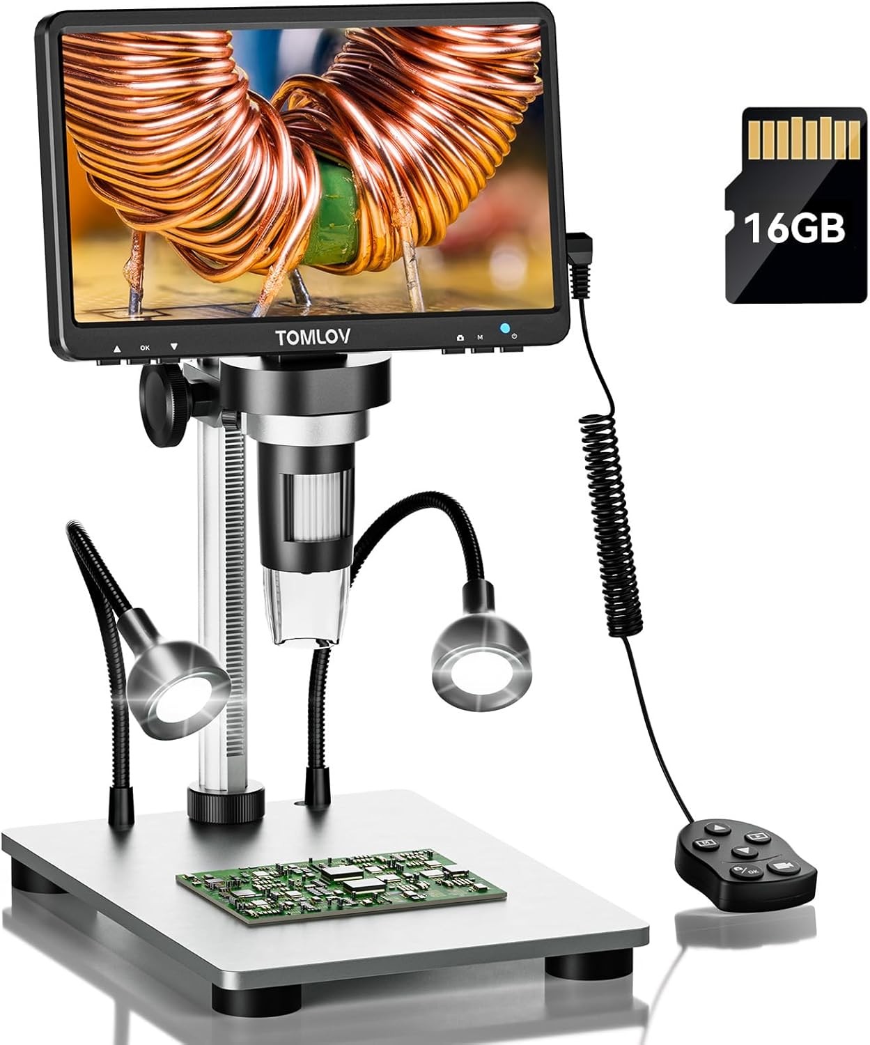 TOMLOV 7″ LCD Coin Microscope 1080P Digital Microscope 1200X Magnifier Full View